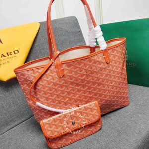 Túi xách nữ Goyard màu cam hoạ tiết monogram fake loại 1 - Ảnh 3