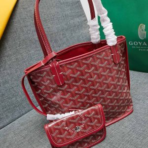 Túi xách nữ Goyard màu đỏ đô hoạ tiết monogram fake loại 1 - Ảnh 3