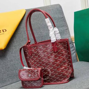 Túi xách nữ Goyard màu đỏ đô hoạ tiết monogram fake loại 1 - Ảnh 4