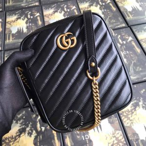 Túi đeo chéo Gucci nữ màu đen logo GG rep 1:1 chính hãng - Ảnh 2