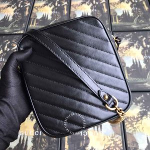 Túi đeo chéo Gucci nữ màu đen logo GG rep 1:1 chính hãng - Ảnh 3