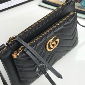 Túi đeo chéo Gucci nữ màu đen logo GG rep 1:1 chính hãng - Hình ảnh 3