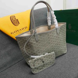 Túi xách nữ Goyard màu ghi hoạ tiết monogram hàng hiệu - Ảnh 2