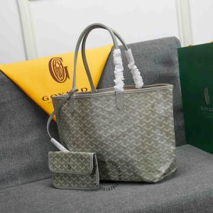 Túi xách nữ Goyard màu ghi hoạ tiết monogram hàng hiệu - Ảnh 3