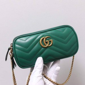Túi xách đeo chéo hàng hiệu Gucci nữ màu xanh dây xích cao cấp - Ảnh 3