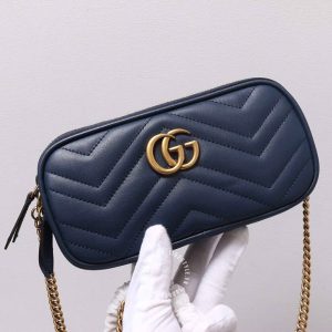 Túi xách đeo chéo Gucci nữ màu xanh than phiên bản cao cấp - Hình ảnh 3