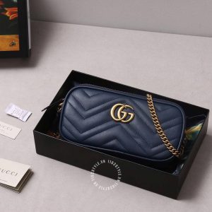 Túi xách đeo chéo Gucci nữ màu xanh than phiên bản cao cấp - Hình ảnh 2
