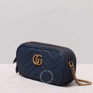 Túi xách đeo chéo Gucci nữ màu xanh than phiên bản cao cấp - Hình ảnh 4