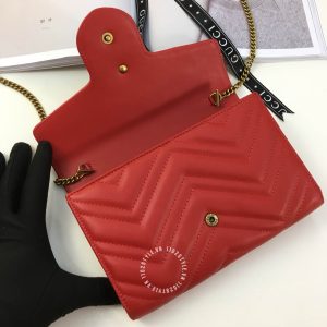 Túi đeo chéo Gucci nữ da thật màu đỏ logo GG hàng hiệu cao cấp - Ảnh 5
