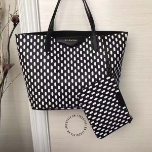 Túi xách Givenchy màu đen hoạ tiết trắng hàng hiệu - Ảnh 4