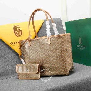 Túi xách nữ Goyard màu nâu logo trắng hàng hiệu Luxury - Ảnh 3
