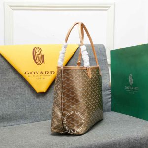 Túi xách nữ Goyard màu nâu logo trắng hàng hiệu Luxury - Ảnh 4