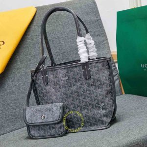 Túi xách nữ Goyard màu ghi xám logo trắng hàng hiệu xách tay - Ảnh 3