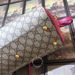 Túi du lịch Gucci nữ màu ghi dây đỏ phiên bản hàng hiệu - Hình ảnh 6