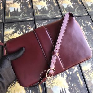 Túi xách Gucci nữ màu đỏ đô logo GG phiên bản hàng hiệu - Hình ảnh 6