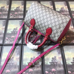 Túi du lịch Gucci nữ màu ghi dây đỏ phiên bản hàng hiệu - Hình ảnh 4