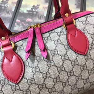Túi du lịch Gucci nữ màu ghi dây đỏ phiên bản hàng hiệu - Hình ảnh 5