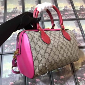 Túi du lịch Gucci nữ màu ghi dây đỏ phiên bản hàng hiệu - Hình ảnh 3