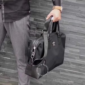 Cặp laptop Versace nam màu đen logo kim loại cao cấp - Ảnh 4
