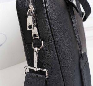Cặp Prada Saffiano Tote nam hàng hiệu màu đen da thật - Ảnh 8
