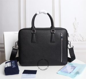 Cặp Prada Saffiano Tote nam hàng hiệu màu đen da thật - Ảnh 3