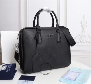 Cặp Prada Saffiano Tote nam hàng hiệu màu đen da thật - Ảnh 2
