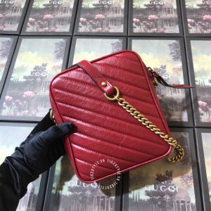 Túi đeo chéo hàng hiệu Gucci nữ da thật màu đỏ siêu cấp 1:1 - Ảnh 2