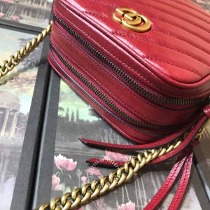 Túi đeo chéo hàng hiệu Gucci nữ da thật màu đỏ siêu cấp 1:1 - Ảnh 4