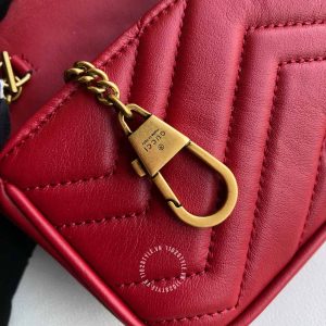 Túi xách đeo chéo Gucci nữ màu đỏ logo GG phiên bản cao cấp - Ảnh 7