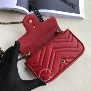 Túi xách đeo chéo Gucci nữ màu đỏ logo GG phiên bản cao cấp - Ảnh 5