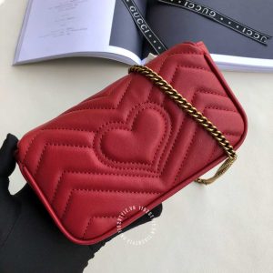 Túi xách đeo chéo Gucci nữ màu đỏ logo GG phiên bản cao cấp - Ảnh 4