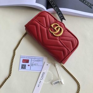 Túi xách đeo chéo Gucci nữ màu đỏ logo GG phiên bản cao cấp - Ảnh 3