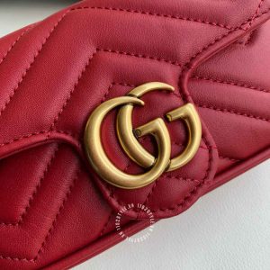 Túi xách đeo chéo Gucci nữ màu đỏ logo GG phiên bản cao cấp - Ảnh 6