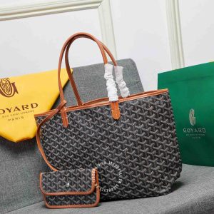 Túi xách nữ Goyard màu đen viền nâu hàng hiệu Luxury - Ảnh 2