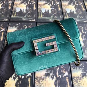 Túi đeo chéo Gucci nữ màu xanh lá khuy nạm đá hàng hiệu giá tốt - Hình ảnh 2