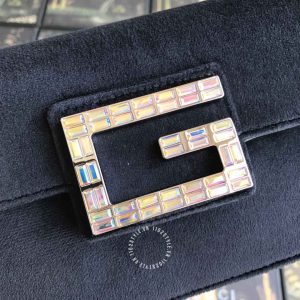 Túi đeo chéo Gucci nữ màu đen logo đính đá hàng hiệu cao cấp - Hình ảnh 5
