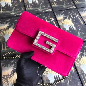 Túi đeo chéo Gucci nữ da lộn màu hồng phiên bản hàng hiệu - Hình ảnh 2