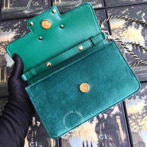 Túi đeo chéo Gucci nữ màu xanh lá khuy nạm đá hàng hiệu giá tốt - Hình ảnh 4