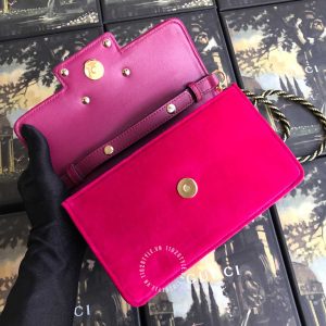 Túi đeo chéo Gucci nữ da lộn màu hồng phiên bản hàng hiệu - Hình ảnh 3