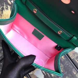 Túi đeo chéo Gucci nữ màu xanh lá khuy nạm đá hàng hiệu giá tốt - Hình ảnh 9