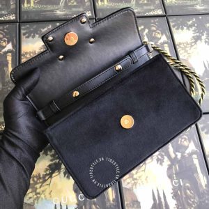 Túi đeo chéo Gucci nữ màu đen logo đính đá hàng hiệu cao cấp - Hình ảnh 3