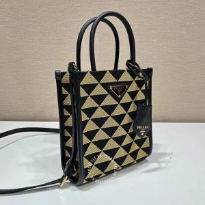 Túi xách Prada nữ màu đen họa tiết cao cấp hàng hiệu - Ảnh 4