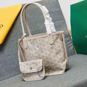 Túi xách Goyard màu be phối hoạ tiết monogram super fake loại 1 - Ảnh 4