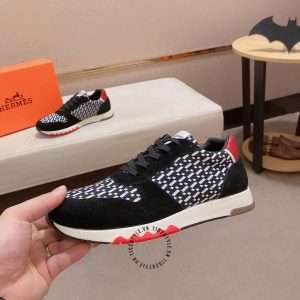 Giày thể thao hàng hiệu Hermes màu đen da xịn phiên bản cao cấp - Hình ảnh 5