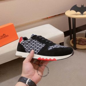 Giày thể thao hàng hiệu Hermes màu đen da xịn phiên bản cao cấp - Hình ảnh 3