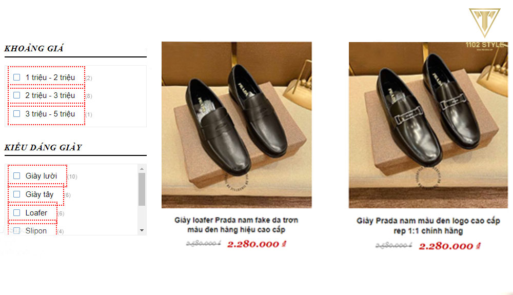 Giá giày lười Prada nam like auth và Prada nam siêu cấp là bao nhiêu?