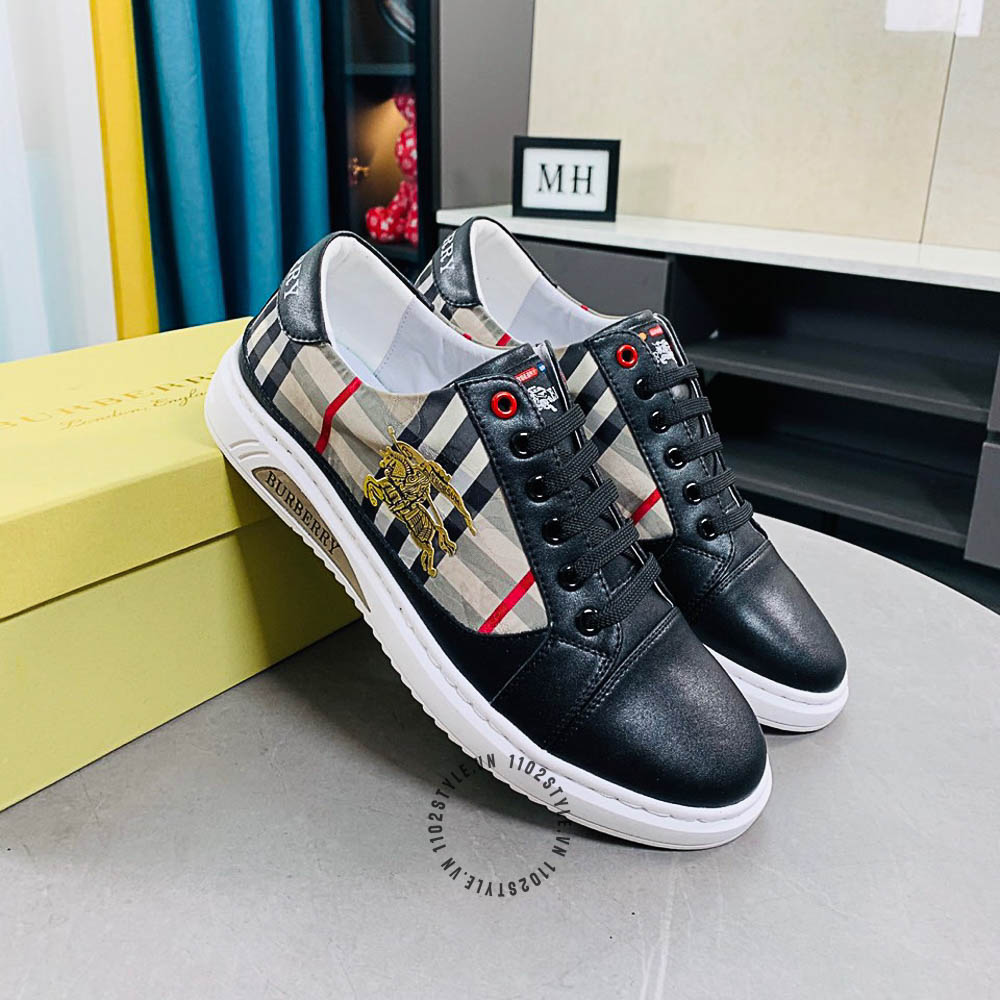 Giày Sneaker Burberry nam màu đen Fake 1:1 họa tiết nổi bật