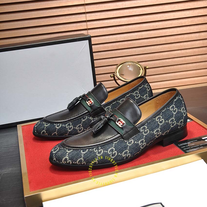 Giày lười Gucci nam rep 1:1 chính hãng da xịn phối vải Denim