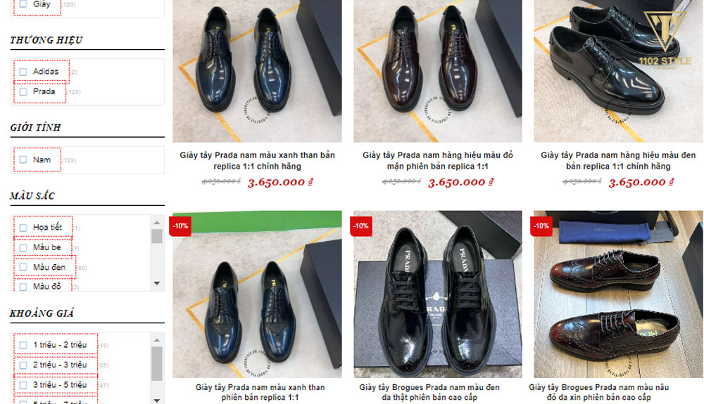 Khi đặt và nhận giày Prada super fake có giống hình ảnh trên website không?