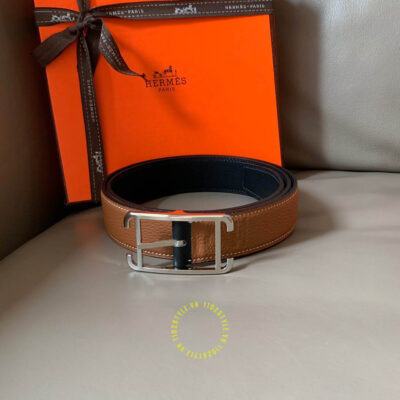 Thắt lưng Hermes 2 mặt khóa bạc Like Auth